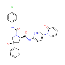 O=C(Nc1ccc(-n2ccccc2=O)cn1)[C@H]1C[C@](O)(c2ccccc2)CN1C(=O)Nc1ccc(Cl)cc1 ZINC000042852507