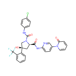 O=C(Nc1ccc(-n2ccccc2=O)cn1)[C@H]1C[C@](O)(c2ccccc2C(F)(F)F)CN1C(=O)Nc1ccc(Cl)cc1 ZINC000044352026