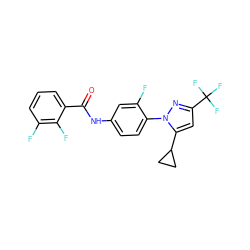 O=C(Nc1ccc(-n2nc(C(F)(F)F)cc2C2CC2)c(F)c1)c1cccc(F)c1F ZINC000116815649