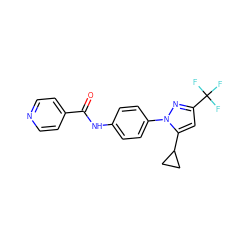 O=C(Nc1ccc(-n2nc(C(F)(F)F)cc2C2CC2)cc1)c1ccncc1 ZINC000116814535