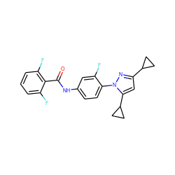 O=C(Nc1ccc(-n2nc(C3CC3)cc2C2CC2)c(F)c1)c1c(F)cccc1F ZINC000116823448