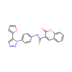 O=C(Nc1ccc(-n2nncc2-c2ccco2)cc1)c1cc2ccccc2oc1=O ZINC000003582405