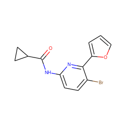 O=C(Nc1ccc(Br)c(-c2ccco2)n1)C1CC1 ZINC000049054855