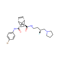 O=C(Nc1ccc(Br)cc1)[C@@H]1[C@@H]2C=C[C@H]([C@H]1C(=O)NCC[C@H](F)CN1CCCC1)C21CC1 ZINC000168452694