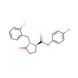 O=C(Nc1ccc(Br)cc1)[C@H]1CCC(=O)N1Cc1ccccc1Cl ZINC000001389861