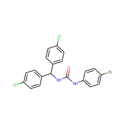 O=C(Nc1ccc(Br)cc1)NC(c1ccc(Cl)cc1)c1ccc(Cl)cc1 ZINC000013676241