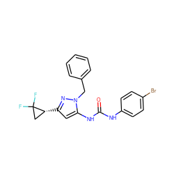 O=C(Nc1ccc(Br)cc1)Nc1cc([C@@H]2CC2(F)F)nn1Cc1ccccc1 ZINC000299820639