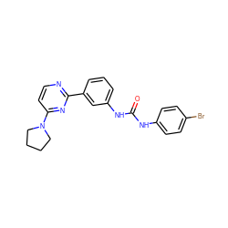 O=C(Nc1ccc(Br)cc1)Nc1cccc(-c2nccc(N3CCCC3)n2)c1 ZINC001772621906