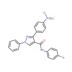 O=C(Nc1ccc(Br)cc1)c1cn(-c2ccccc2)nc1-c1ccc([N+](=O)[O-])cc1 ZINC000084758573