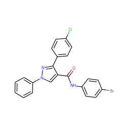 O=C(Nc1ccc(Br)cc1)c1cn(-c2ccccc2)nc1-c1ccc(Cl)cc1 ZINC000002814144