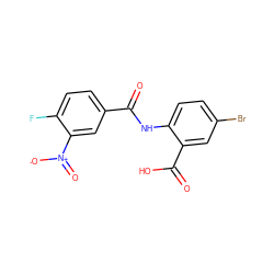 O=C(Nc1ccc(Br)cc1C(=O)O)c1ccc(F)c([N+](=O)[O-])c1 ZINC000084687518