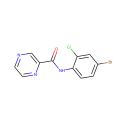 O=C(Nc1ccc(Br)cc1Cl)c1cnccn1 ZINC000001054149