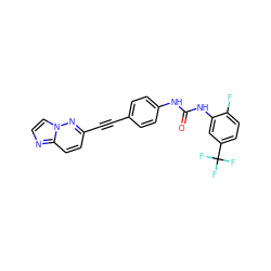 O=C(Nc1ccc(C#Cc2ccc3nccn3n2)cc1)Nc1cc(C(F)(F)F)ccc1F ZINC001772624387