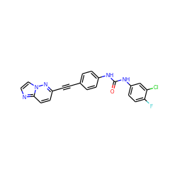 O=C(Nc1ccc(C#Cc2ccc3nccn3n2)cc1)Nc1ccc(F)c(Cl)c1 ZINC001772652849