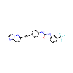 O=C(Nc1ccc(C#Cc2ccc3nccn3n2)cc1)Nc1cccc(C(F)(F)F)c1 ZINC001772649187