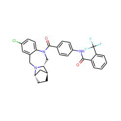 O=C(Nc1ccc(C(=O)N2C[C@@H]3[C@H]4CC[C@@H](C4)N3Cc3cc(Cl)ccc32)cc1)c1ccccc1C(F)(F)F ZINC000100926737