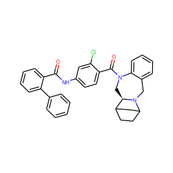 O=C(Nc1ccc(C(=O)N2C[C@@H]3C4CCC(CC4)N3Cc3ccccc32)c(Cl)c1)c1ccccc1-c1ccccc1 ZINC000026838381