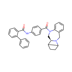 O=C(Nc1ccc(C(=O)N2C[C@@H]3C4CCC(CC4)N3Cc3ccccc32)cc1)c1ccccc1-c1ccccc1 ZINC000013860003