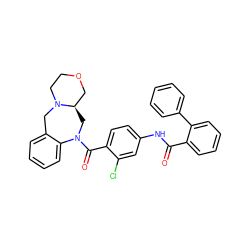 O=C(Nc1ccc(C(=O)N2C[C@@H]3COCCN3Cc3ccccc32)c(Cl)c1)c1ccccc1-c1ccccc1 ZINC000001490563