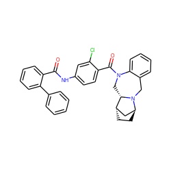 O=C(Nc1ccc(C(=O)N2C[C@H]3[C@H]4CC[C@@H](C4)N3Cc3ccccc32)c(Cl)c1)c1ccccc1-c1ccccc1 ZINC000100926758