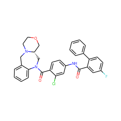 O=C(Nc1ccc(C(=O)N2C[C@H]3COCCN3Cc3ccccc32)c(Cl)c1)c1cc(F)ccc1-c1ccccc1 ZINC000026654188