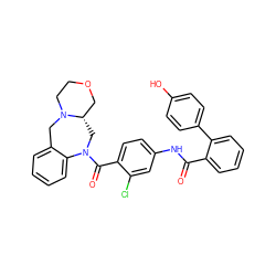 O=C(Nc1ccc(C(=O)N2C[C@H]3COCCN3Cc3ccccc32)c(Cl)c1)c1ccccc1-c1ccc(O)cc1 ZINC000026663451