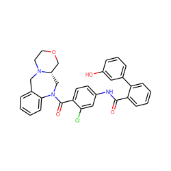 O=C(Nc1ccc(C(=O)N2C[C@H]3COCCN3Cc3ccccc32)c(Cl)c1)c1ccccc1-c1cccc(O)c1 ZINC000026656232