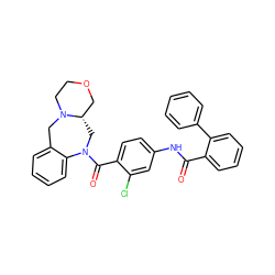 O=C(Nc1ccc(C(=O)N2C[C@H]3COCCN3Cc3ccccc32)c(Cl)c1)c1ccccc1-c1ccccc1 ZINC000026654192