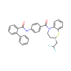 O=C(Nc1ccc(C(=O)N2CC[C@@H](CC(F)F)Sc3ccccc32)cc1)c1ccccc1-c1ccccc1 ZINC000027325510