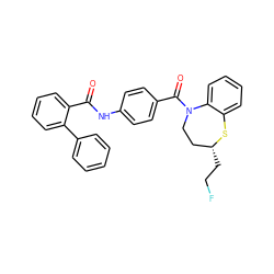 O=C(Nc1ccc(C(=O)N2CC[C@@H](CCF)Sc3ccccc32)cc1)c1ccccc1-c1ccccc1 ZINC000013587473