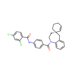 O=C(Nc1ccc(C(=O)N2CC[C@]3(C=CCCC3)Cc3ccccc32)cc1)c1ccc(Cl)cc1Cl ZINC000026750886