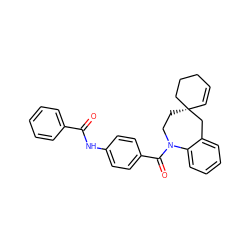 O=C(Nc1ccc(C(=O)N2CC[C@]3(C=CCCC3)Cc3ccccc32)cc1)c1ccccc1 ZINC000026747611