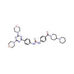 O=C(Nc1ccc(C(=O)N2CCC(N3CCCCC3)CC2)cc1)Nc1ccc(-c2nc(N3CCOCC3)nc(N3CCOCC3)n2)cc1 ZINC000049757177