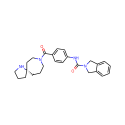 O=C(Nc1ccc(C(=O)N2CCC[C@@]3(CCCN3)CC2)cc1)N1Cc2ccccc2C1 ZINC000166869550