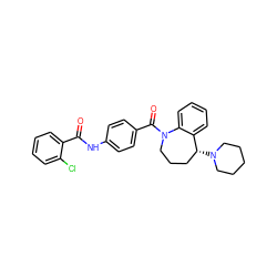 O=C(Nc1ccc(C(=O)N2CCC[C@@H](N3CCCCC3)c3ccccc32)cc1)c1ccccc1Cl ZINC000013758007