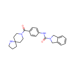 O=C(Nc1ccc(C(=O)N2CCC3(CCCN3)CC2)cc1)N1Cc2ccccc2C1 ZINC000166690547