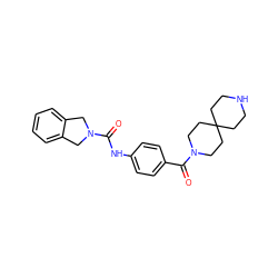 O=C(Nc1ccc(C(=O)N2CCC3(CCNCC3)CC2)cc1)N1Cc2ccccc2C1 ZINC000166642233