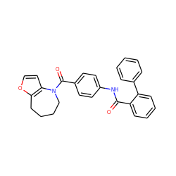 O=C(Nc1ccc(C(=O)N2CCCCc3occc32)cc1)c1ccccc1-c1ccccc1 ZINC000013532160