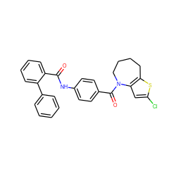 O=C(Nc1ccc(C(=O)N2CCCCc3sc(Cl)cc32)cc1)c1ccccc1-c1ccccc1 ZINC000027757120