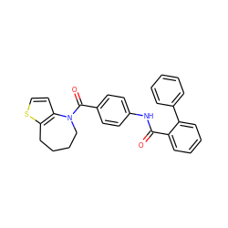 O=C(Nc1ccc(C(=O)N2CCCCc3sccc32)cc1)c1ccccc1-c1ccccc1 ZINC000013532157