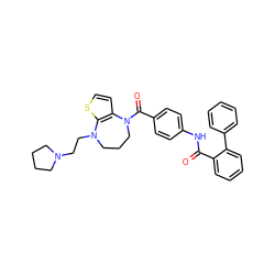 O=C(Nc1ccc(C(=O)N2CCCN(CCN3CCCC3)c3sccc32)cc1)c1ccccc1-c1ccccc1 ZINC000003937015