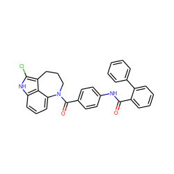 O=C(Nc1ccc(C(=O)N2CCCc3c(Cl)[nH]c4cccc2c34)cc1)c1ccccc1-c1ccccc1 ZINC000013487950