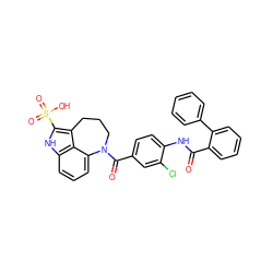 O=C(Nc1ccc(C(=O)N2CCCc3c(S(=O)(=O)O)[nH]c4cccc2c34)cc1Cl)c1ccccc1-c1ccccc1 ZINC000027862694