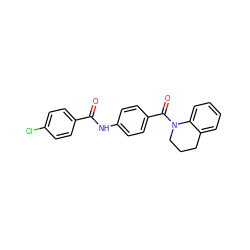 O=C(Nc1ccc(C(=O)N2CCCc3ccccc32)cc1)c1ccc(Cl)cc1 ZINC000013757905