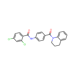 O=C(Nc1ccc(C(=O)N2CCCc3ccccc32)cc1)c1ccc(Cl)cc1Cl ZINC000013757926