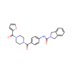 O=C(Nc1ccc(C(=O)N2CCN(C(=O)c3ccco3)CC2)cc1)N1Cc2ccccc2C1 ZINC000167083635