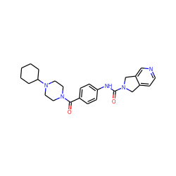 O=C(Nc1ccc(C(=O)N2CCN(C3CCCCC3)CC2)cc1)N1Cc2ccncc2C1 ZINC000166205296