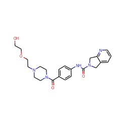 O=C(Nc1ccc(C(=O)N2CCN(CCOCCO)CC2)cc1)N1Cc2cccnc2C1 ZINC000166962509