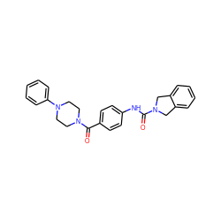 O=C(Nc1ccc(C(=O)N2CCN(c3ccccc3)CC2)cc1)N1Cc2ccccc2C1 ZINC000167405019