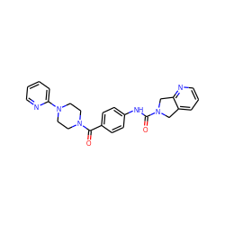 O=C(Nc1ccc(C(=O)N2CCN(c3ccccn3)CC2)cc1)N1Cc2cccnc2C1 ZINC000167111876